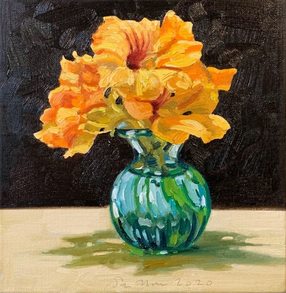 JOHN NAVA , Flowers in Green Vase, 2020