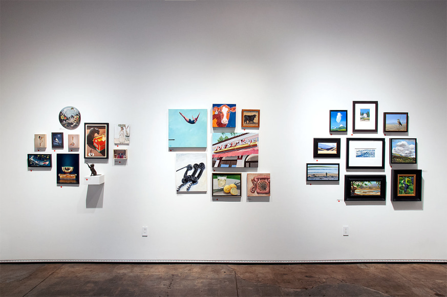 100 GRAND 2019 installation shot with Liz Brady, Libby Smith, Whitney Brooks Abbott, Scott Anderson, Connie Connally, Holli Harmon, Nicole Strasburg, Barbara Parmet, Deanna Hunt, Amber O'Neill, Phoebe Brunner, Angela Perko, Mary-Austin Klein, Rosemarie Gebhart, Lanny Sherwin, Lisabette Brinkman, Patricia Chidlaw