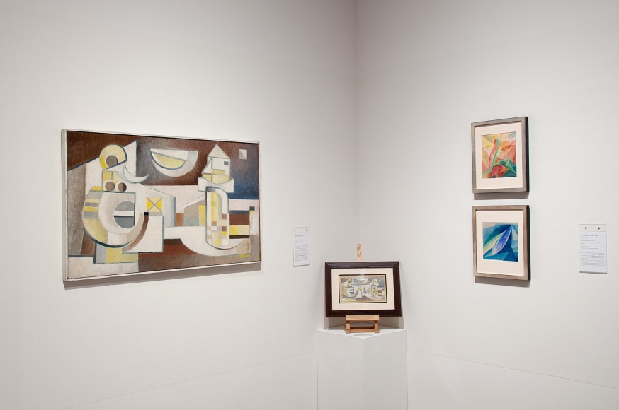 Installation photograph of CALIFORNIA BAUHAUS with Elise Seeds and Werner Drewes