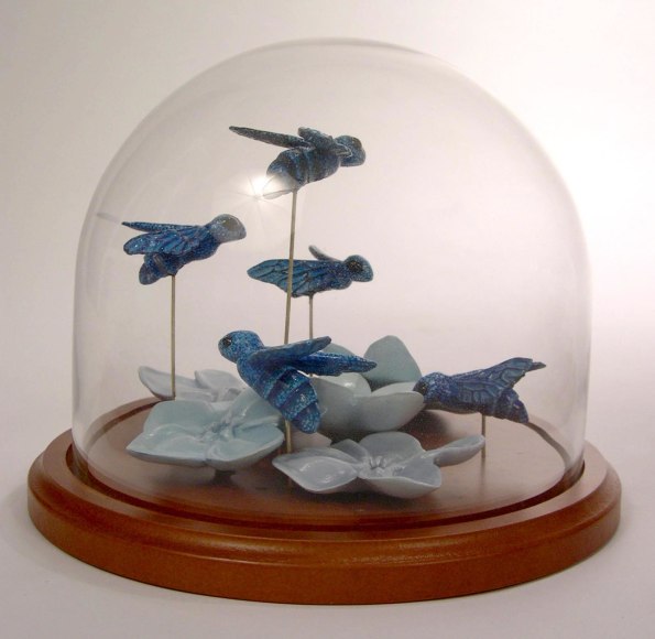 REBEKAH BOGARD , Five Bees and Flowers in Glass Dome, 2018