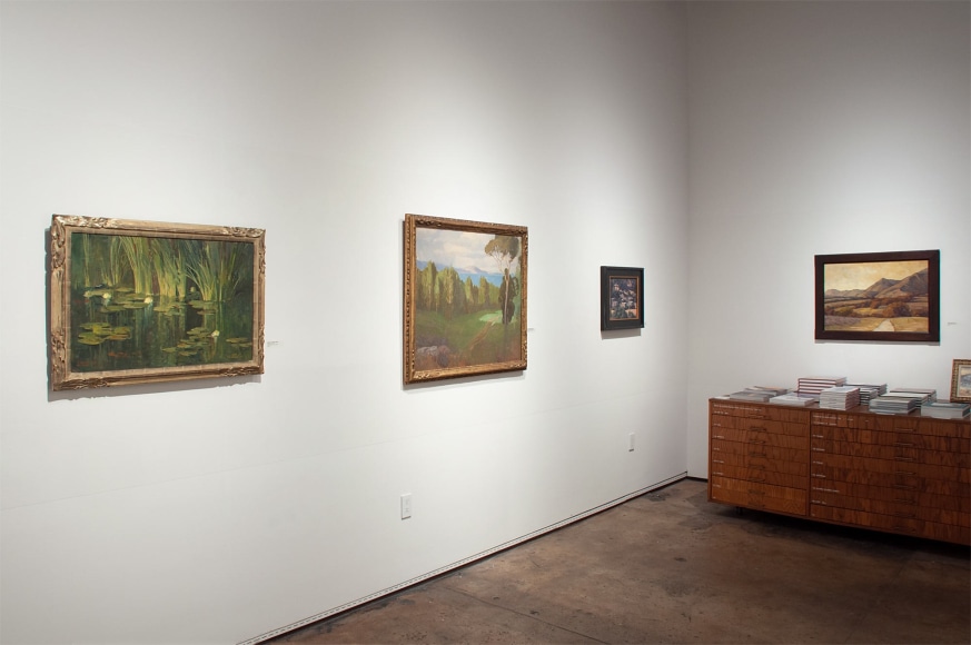 Installation photograph of The Winter Salon, 2020 with Meredith Brooks Abbott, Carl Oscar Borg, Jon Francis and Whitney Brooks Abbott