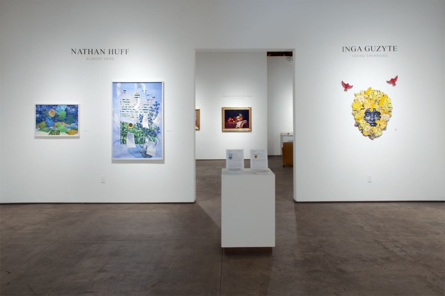 Installation shot for NATHAN HUFF: Almost Here and INGA GUZYTE: Young Sparrows