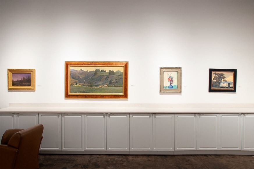 Installation photograph of The Winter Salon II, 2019 with Bjorn Rye, Meredith Brooks Abbott, Leon Dabo, and Jon Francis