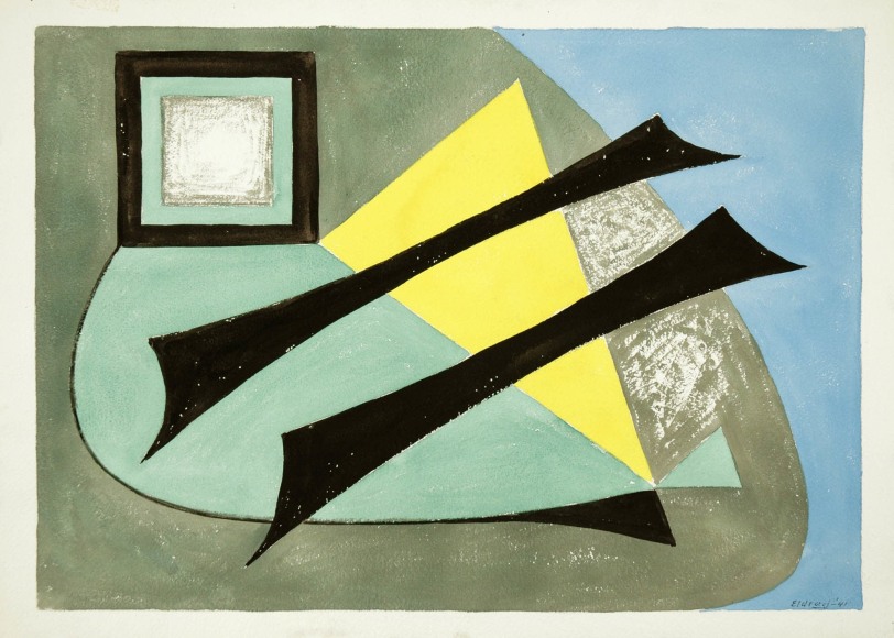 Thomas Brownell Eldred, Modernist Composition with Blue, Green &amp; Black, 1941
