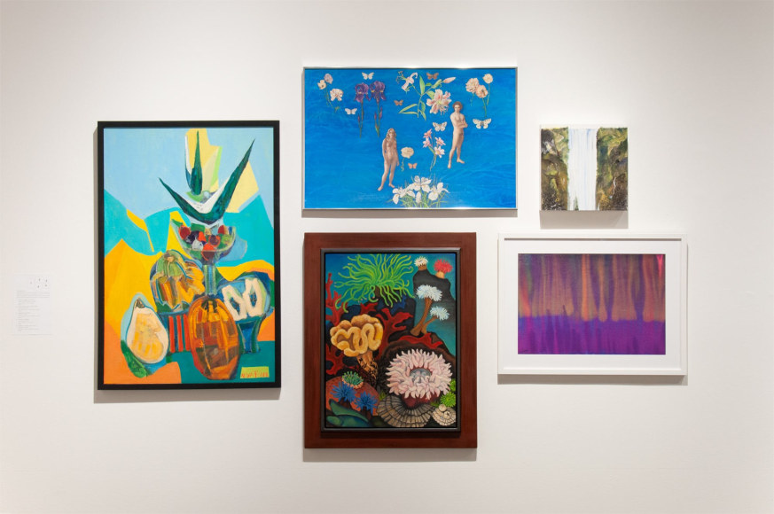 MIXOLOGY installation photograph with Anya Fisher, Jean Swiggett, Angela Perko, Joseph Goldyne, and Harvey Leepa