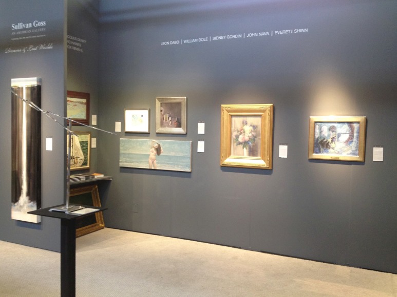 San Francisco Fall Antique Show 2012 installation, Joseph Goldyne, Frederick Remahl, Richard Haines, Jules Tavernier, William Dole, Sidney Gordin, John Nava, Leon Dabo, Everett Shinn, Ken Bortolazzo