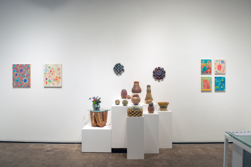 Installation shot of REGENERATE: The Works of J. Bradley Greer &amp; Lynda Weinman, 2023.