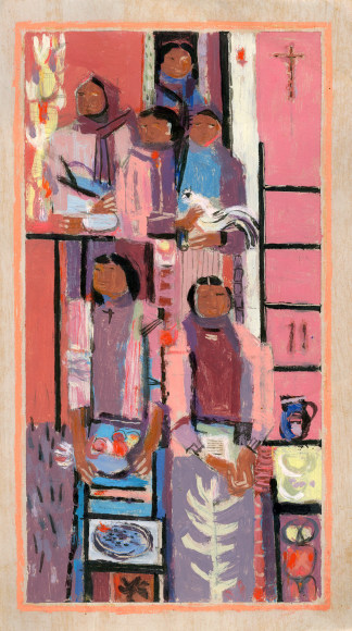 RICHARD HAINES (1906-1984), Sketch C "Mexican Women" Market (on verso), c. 1950