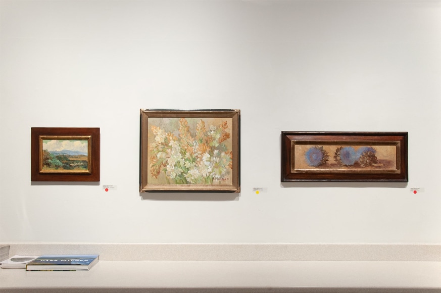 Installation photograph of MEREDITH BROOKS ABBOTT: Homestead with Ceonothus, Tuberoses, and Artichoke Flowers