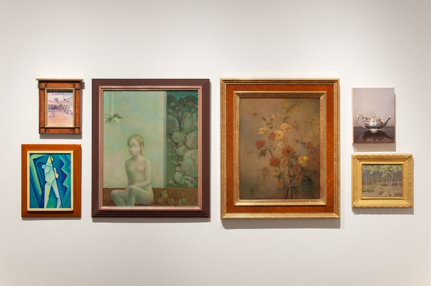 MIXOLOGY installation photograph with Nell Brooker Mayhew, Angela Perko, Richard Haines, Leon Dabo, Leslie Lewis Sigler, and Theodore Scott Dabo