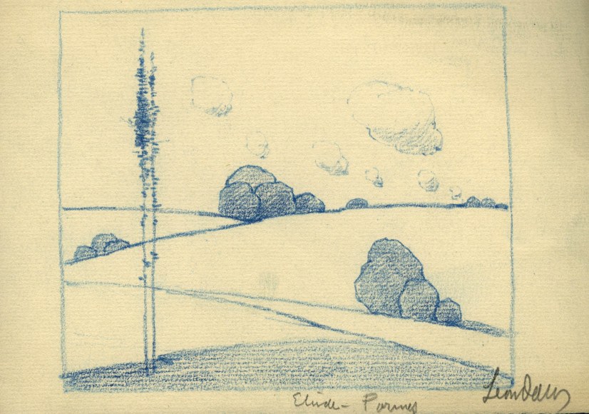 Leon Dabo, Etude - Tree, Rock, and Cloud Forms, c. 1900