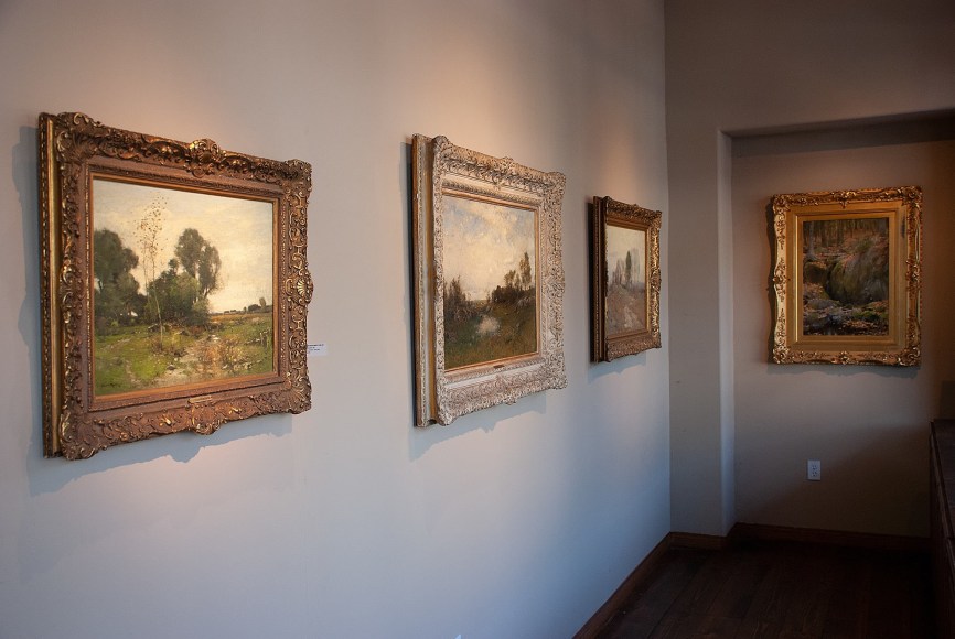 TONALISM THEN installation, John Francis Murphy, Alexander Wyant, Chauncey Ryder, Francis Coates Jones