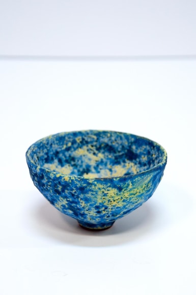 JAMES HAGGERTY, Blue Yellow Sandstone Crater Glaze Bowl, 2021