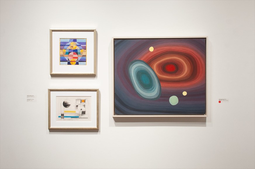 Installation photograph of DREWES | FISCHINGER | GORDIN: The Invention of American Abstract Art