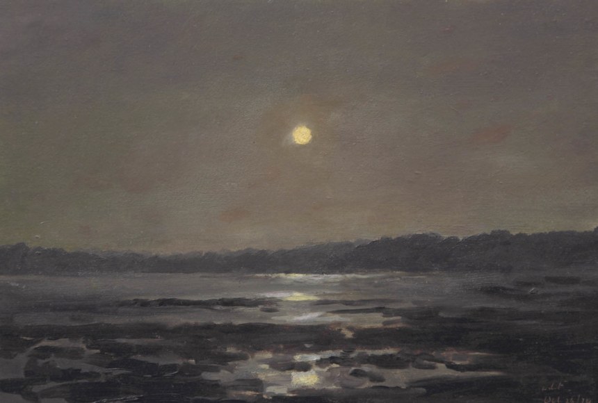 Lockwood De Forest, Moonlight Over Rocky Shoreline, Oct. 26, 1874.