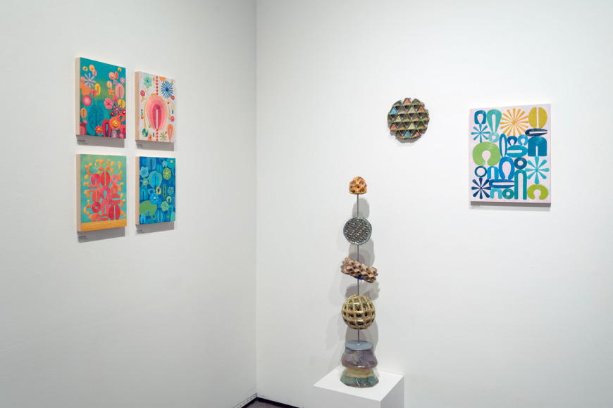 Installation shot of REGENERATE: The Works of J. Bradley Greer &amp; Lynda Weinman, 2023.