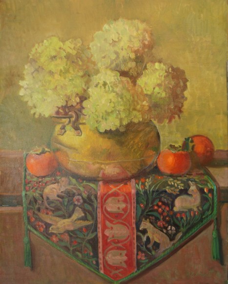 Meredith Brooks Abbott, Hydrangeas and Tapestry, 2016