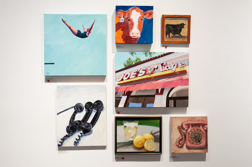 100 GRAND 2019 installation shot with Tracey Sylvester-Harris, Susan Shapiro, Whitney Brooks Abbott, Kris Doe, Kathleen Klein-Wakefield, Karen Valle, Bradford Salamon