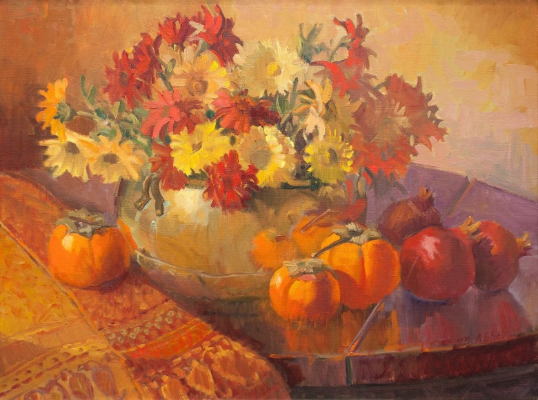 MEREDITH BROOKS  ABBOTT , Still Life with Persimmons and Pomegranates, 2006