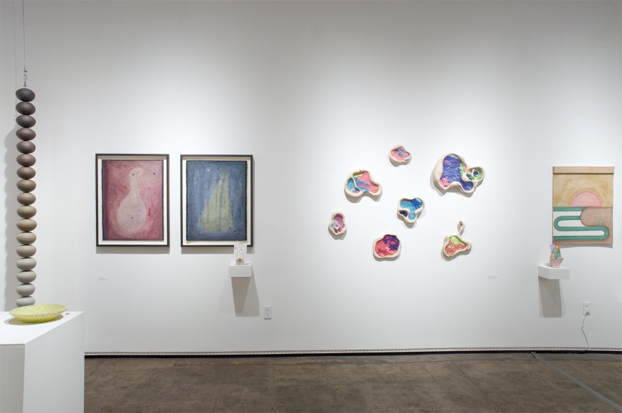 Installation photograph of ORGANIC: Textural &amp; Biomorphic &bull; Abstract &amp; Conceptual: Clay, Wood, Fiber, Paper &amp; Metal, Chris Rupp, Brad Miller, Susan McDonnell, Nathan Hayden, Elisa Ortega Montilla