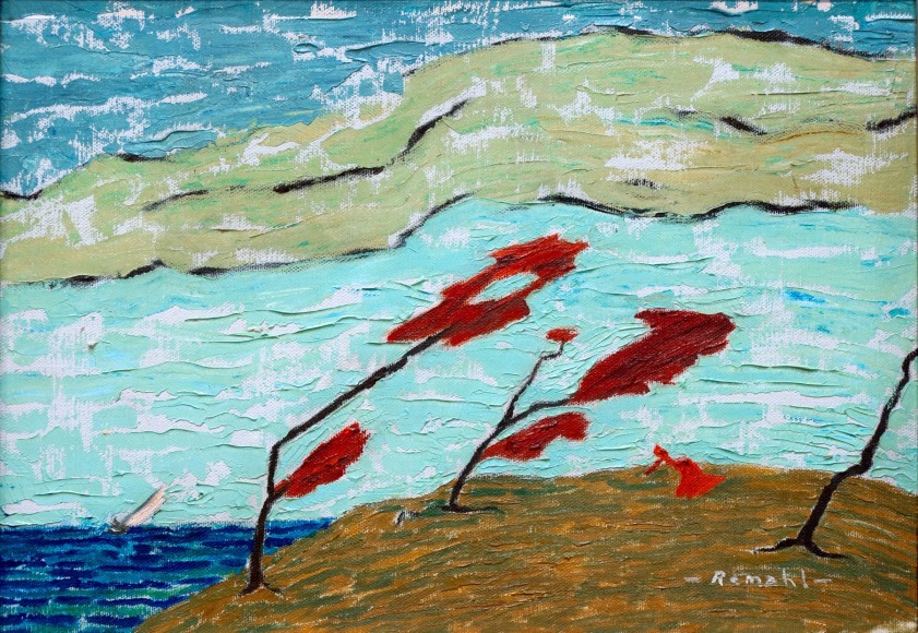 FREDERICK REMAHL (1901-1968), Three Trees, Doll, Sailboat, c. 1940