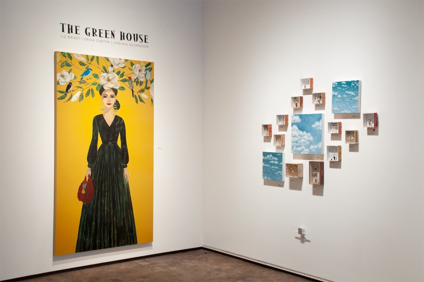 Installation photograph of THE GREEN HOUSE: Liz Brady, Erika Carter, Virginia McCracken
