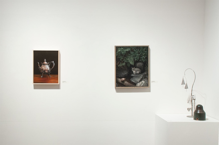 Installation photograph of The Winter Salon, 2020 with Leslie Lewis Sigler, Susan McDonnell, Ken Bortolazzo and Will Simons