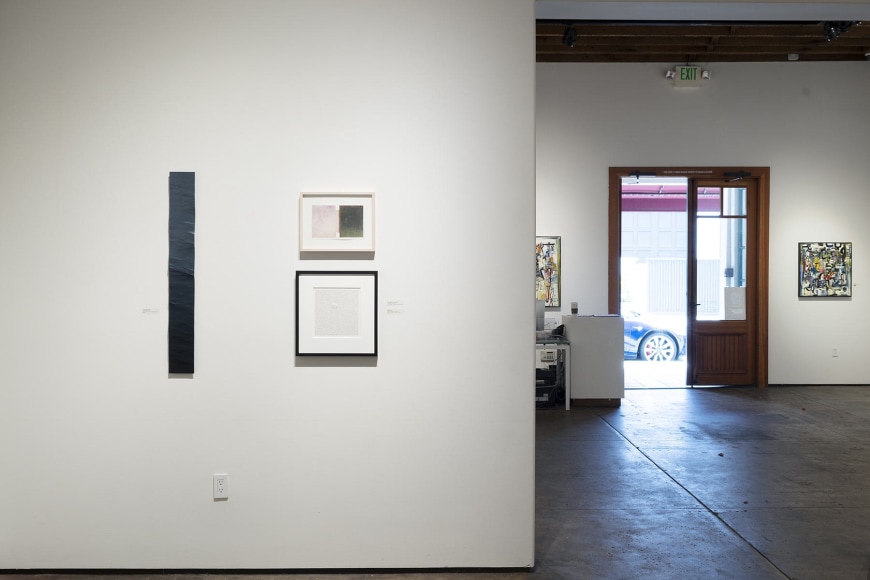 Installation photograph of The Summer Salon II, 2022 with ALEX RASMUSSEN, CIEL BERGMAN, NICOLE STRASBURG with WOSENE WORKE KOSROF in the background