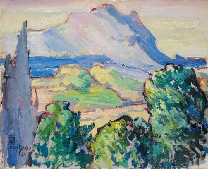 LEON DABO (1864-1960) , Aix en Provence, Etude (Treeline view of Mount St. Victoire), 1951