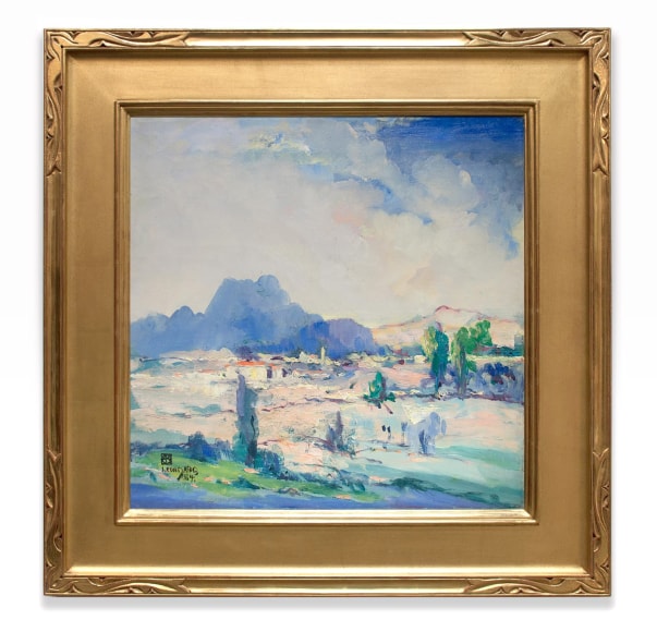 LEON DABO (1864-1960) , Sharp Peaks in Mountain Range., 1954