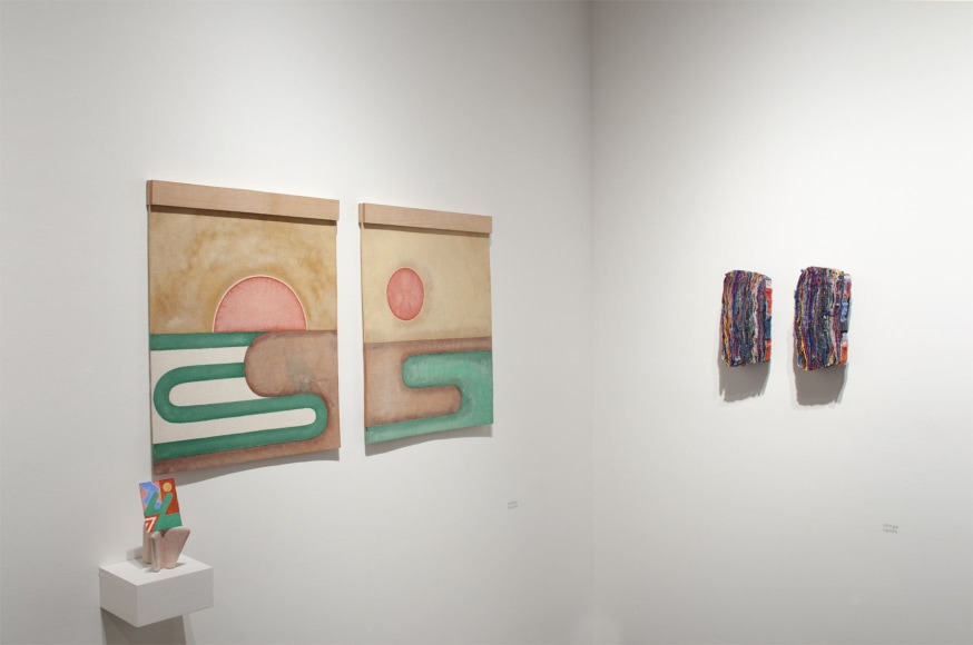 Installation photograph of ORGANIC: Textural &amp; Biomorphic &bull; Abstract &amp; Conceptual: Clay, Wood, Fiber, Paper &amp; Metal, Nathan Hayden, Minga Opazo