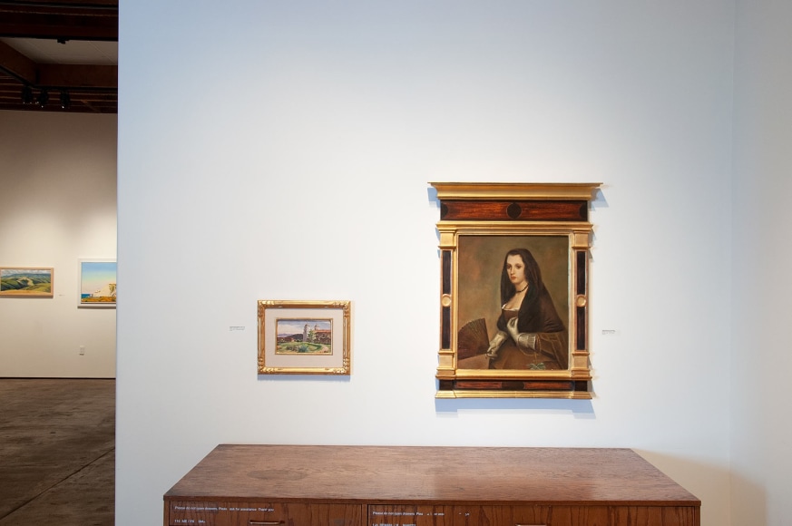 Installation photograph of THE SUMMER SALON 2019 II with Sueo Serisawa and John Nelson Marble with John Iwerks and Michael Drury in the background