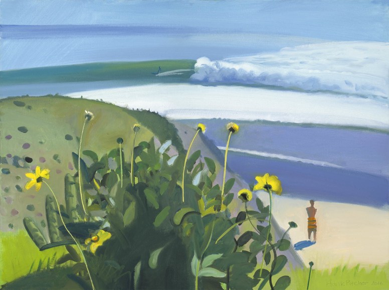Hank Pitcher, Surfer and Man on the Beach, 2016