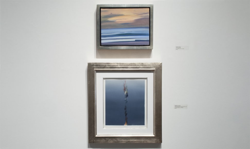 Installation photograph of JUXTAPOSED: The Art of Curation with works by Hank Pitcher and Joseph Goldyne