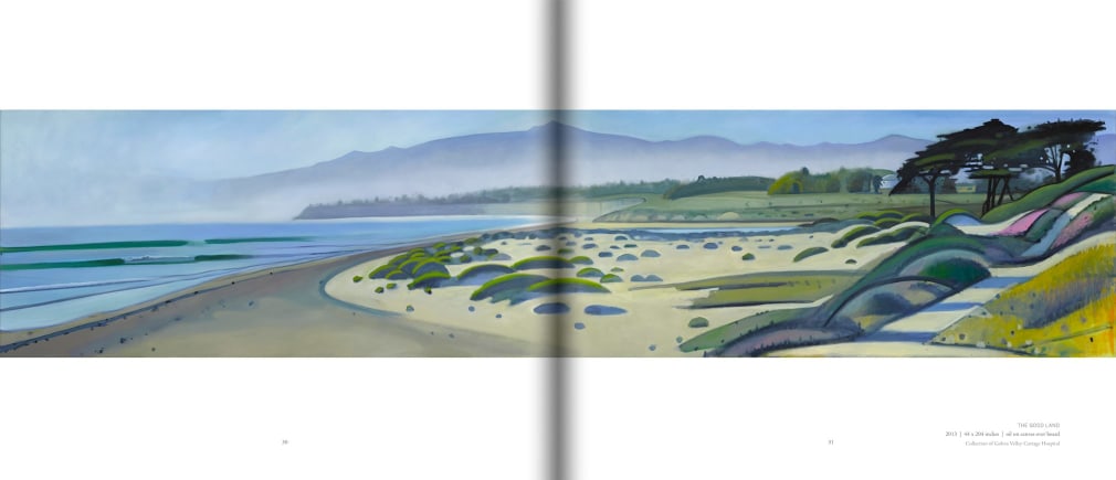 Pages 30 and 31 of HANK PITCHER monograph with an illustration of The Goodland mural