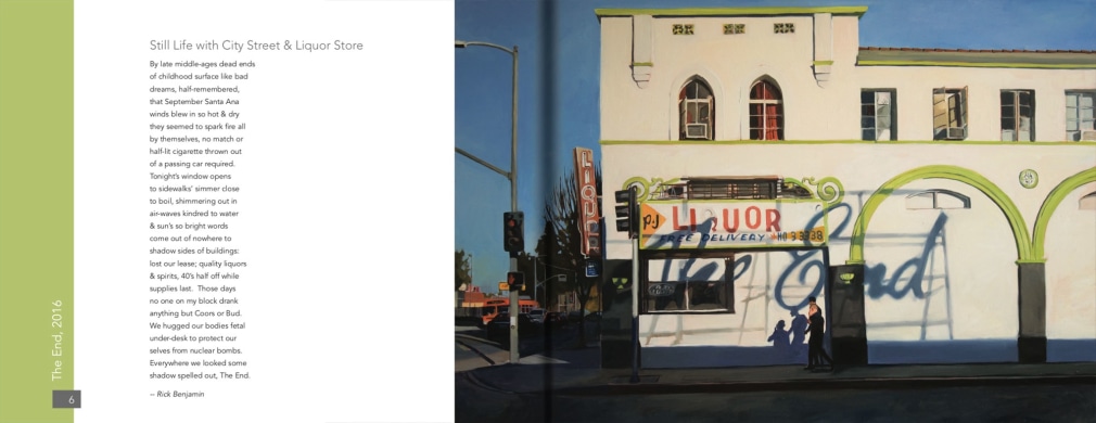 Pages 6 and 7 of ELSEWHERE, PARADISE: Santa Barbara Poets Respond to Paintings by Patricia Chidlaw with words by Rick Benjamin