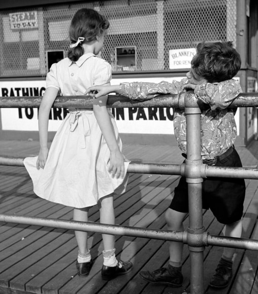 MARTIN ELKORT (1929-2016), Puppy Love, Coney Island Boardwalk, Brooklyn, NY, 1950