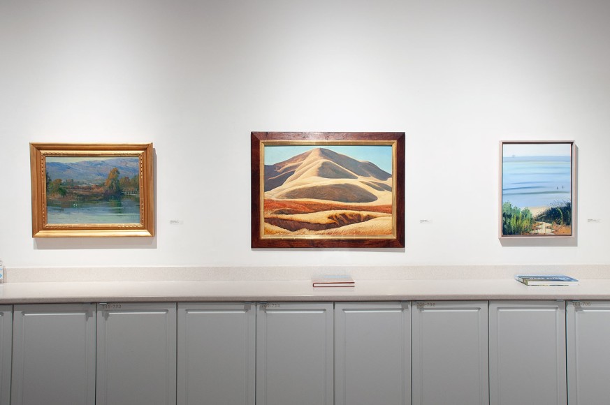 Installation photograph of The Winter Salon, 2021 with Meredith Brooks Abbott, Ray Strong, and Hank Pitcher