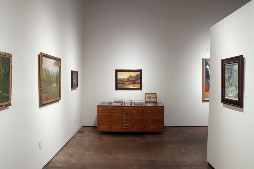 Installation photograph of The Winter Salon, 2020 with Meredith Brooks Abbott, Carl Oscar Borg, Jon Francis, Whitney Brooks Abbott, Channing Peake and Colin Campbell Cooper