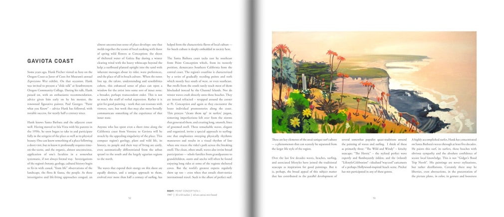 Pages 52 and 53 of HANK PITCHER monograph with an essay about the GAVIOTA COAST section