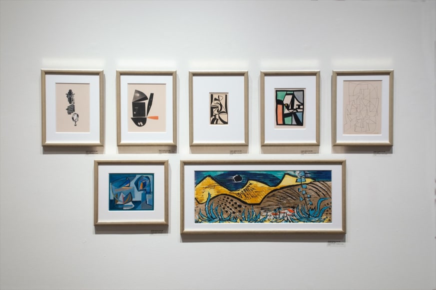 Installation photograph of DREWES | FISCHINGER | GORDIN: The Invention of American Abstract Art