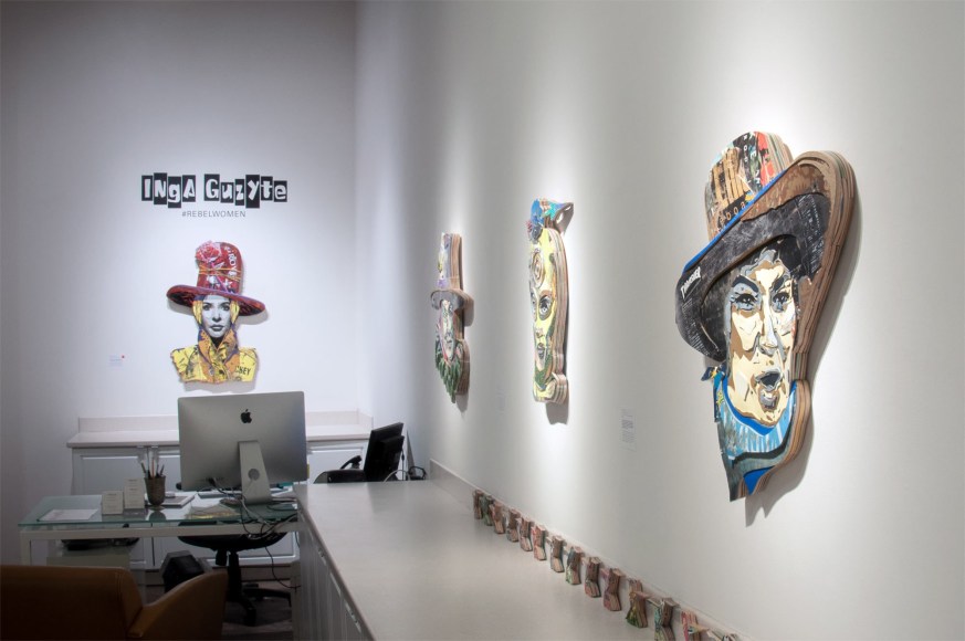 INGA GUZYTE #rebelwomen installation photograph, Bella Abzug, Pussy Riot, Germaine Greer, Marina Abramovic