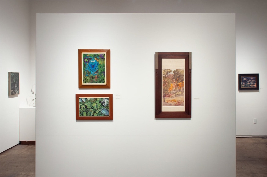 Installation photograph of The Winter Salon, 2020 with Susan McDonnell, Ken Bortolazzo, Angela Perko, Nell Brooker Mayhew and Jon Francis