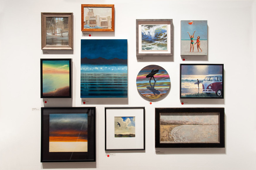 100 GRAND 2019 installation shot with Sarah Vedder, Meredith Brooks Abbott, Patricia Prescott Sueme, Larry McAdams, James David Thomas, Julika Lackner, David Diamant, Jon Francis, Cynthia Martin, Marilee Krause, Abigail Zimmerman