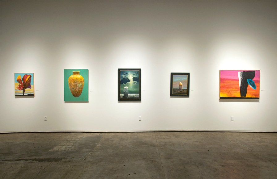 Installation photograph of MICHAEL DVORTCSAK: A Life&rsquo;s Work with Di Lettore, Spontaneous Vessell II, Standing Stone in Moonlight, Standing Stone, Kustos Attended