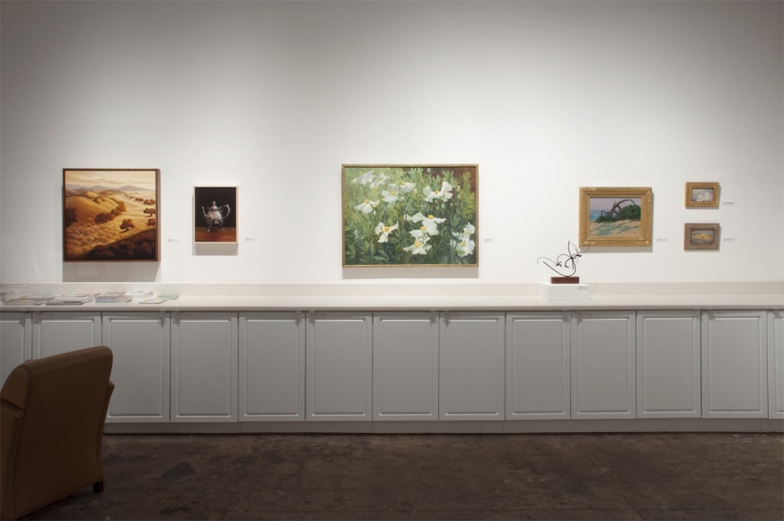 Installation photograph of The Summer Salon 2021, Phoebe Brunner, Leslie Lewis Silger, Sidney Gordin, Roi Clarkson Colman, Colin Campbell Cooper
