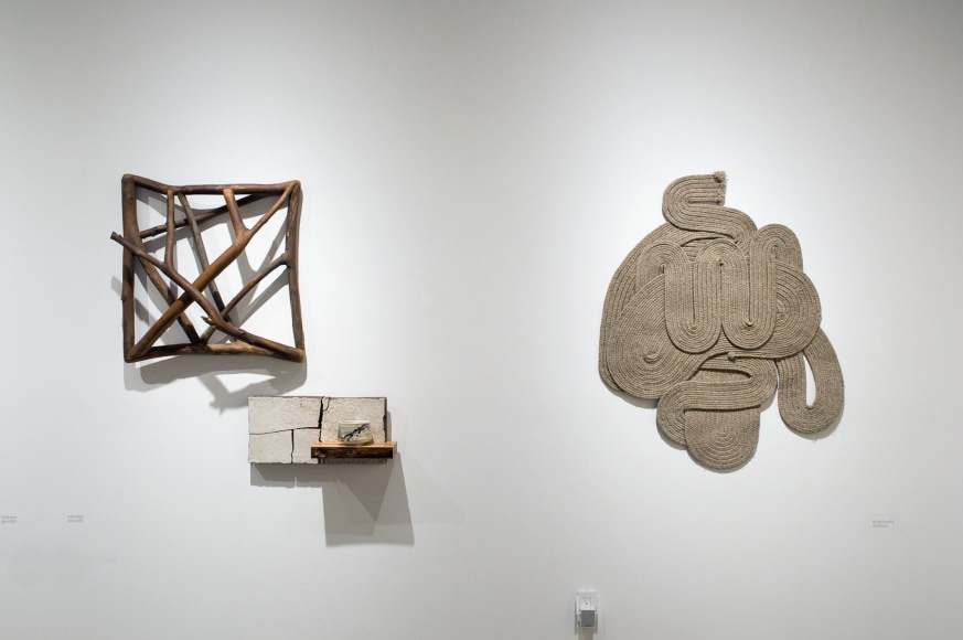 Installation photograph of ORGANIC: Textural &amp; Biomorphic &bull; Abstract &amp; Conceptual: Clay, Wood, Fiber, Paper &amp; Metal, Chuck Arnoldi, Patrick Hall, Stephanie Dotson
