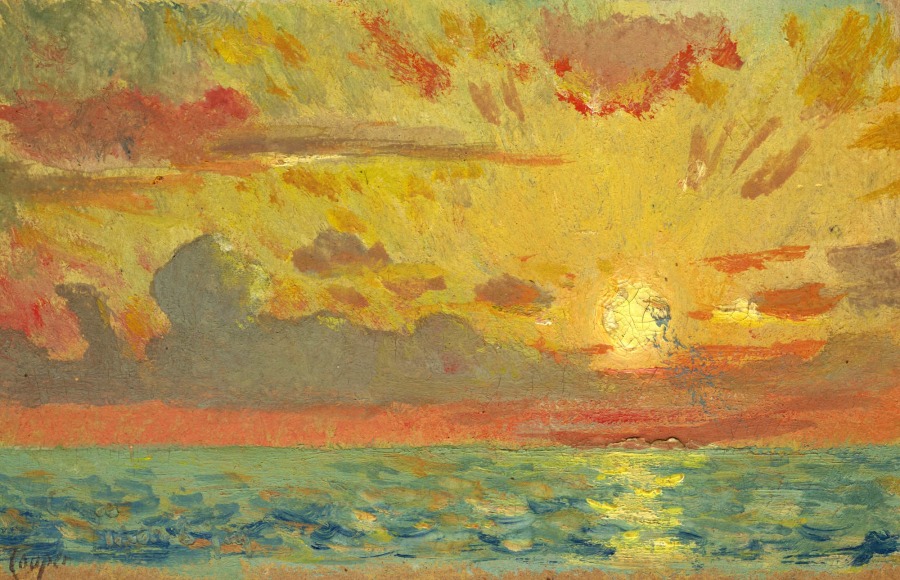 Colin Campbell Cooper, Sunset with Rays Over the Ocean,