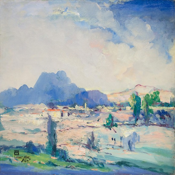 LEON DABO (1864-1960) , Sharp Peaks in Mountain Range., 1954