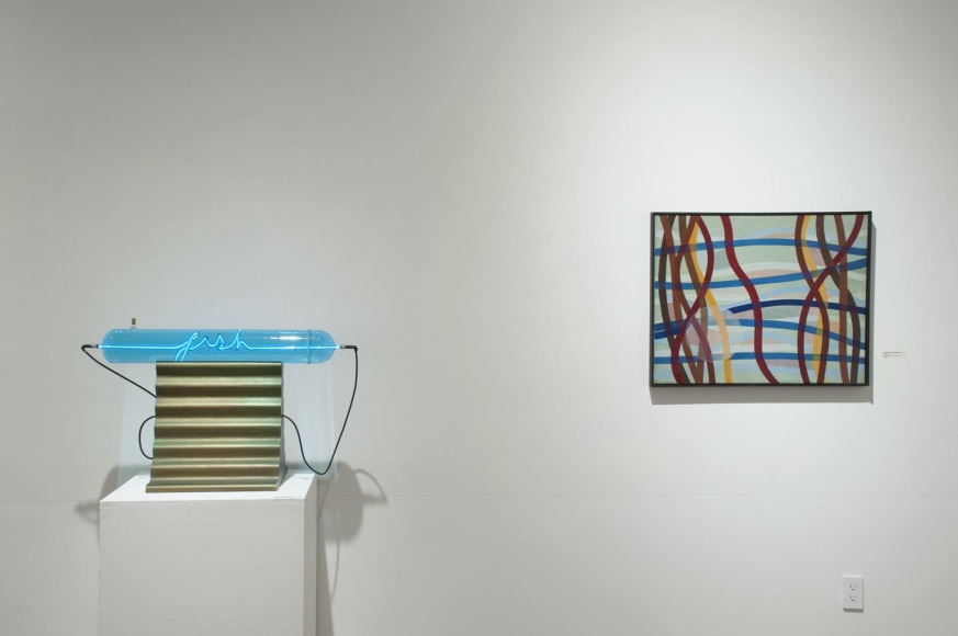Installation photograph of The Winter Salon II, 2021 with works by Peter Zecher and Oskar Fischinger